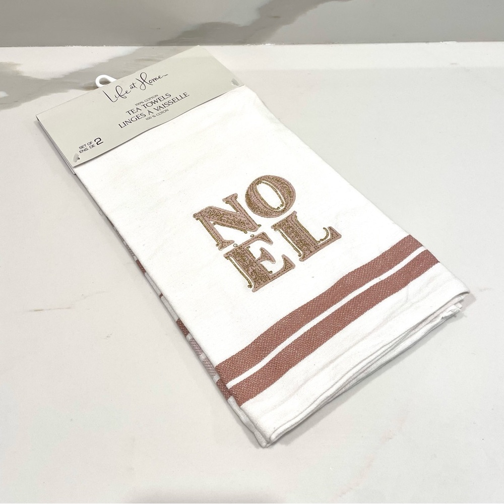 🟠5/$25 NEW Life At Home 100% Cotton Noel Kitchen Tea Towels
